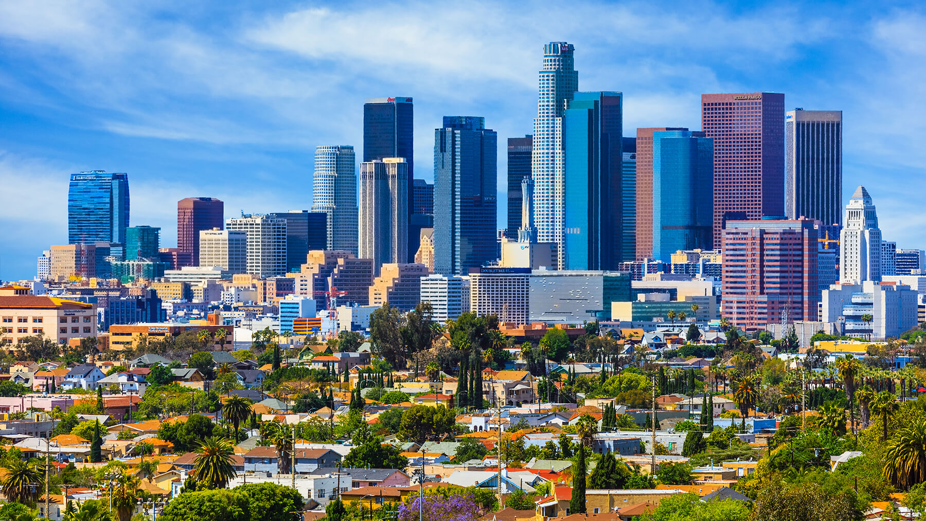 Los Angeles skyline during the day time.