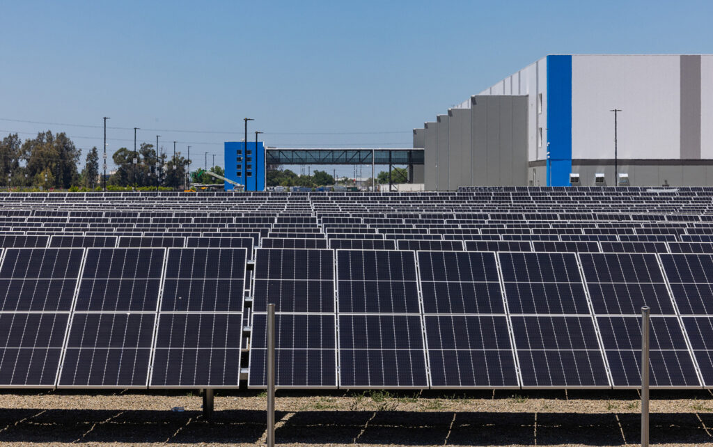 Solar panels at one of a national retailer's distribution facilities.