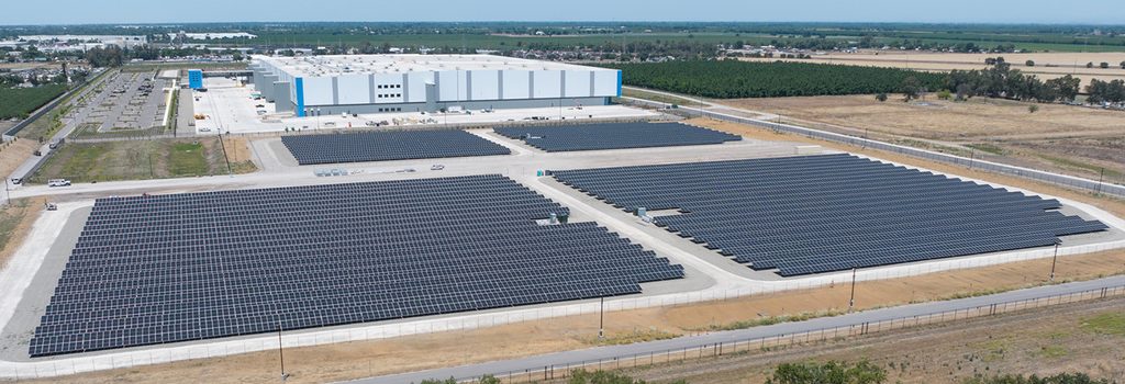 Solar panels help power this warehouse for a large national retailer.