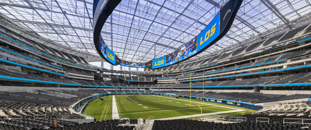 Interior of SoFi Stadium.