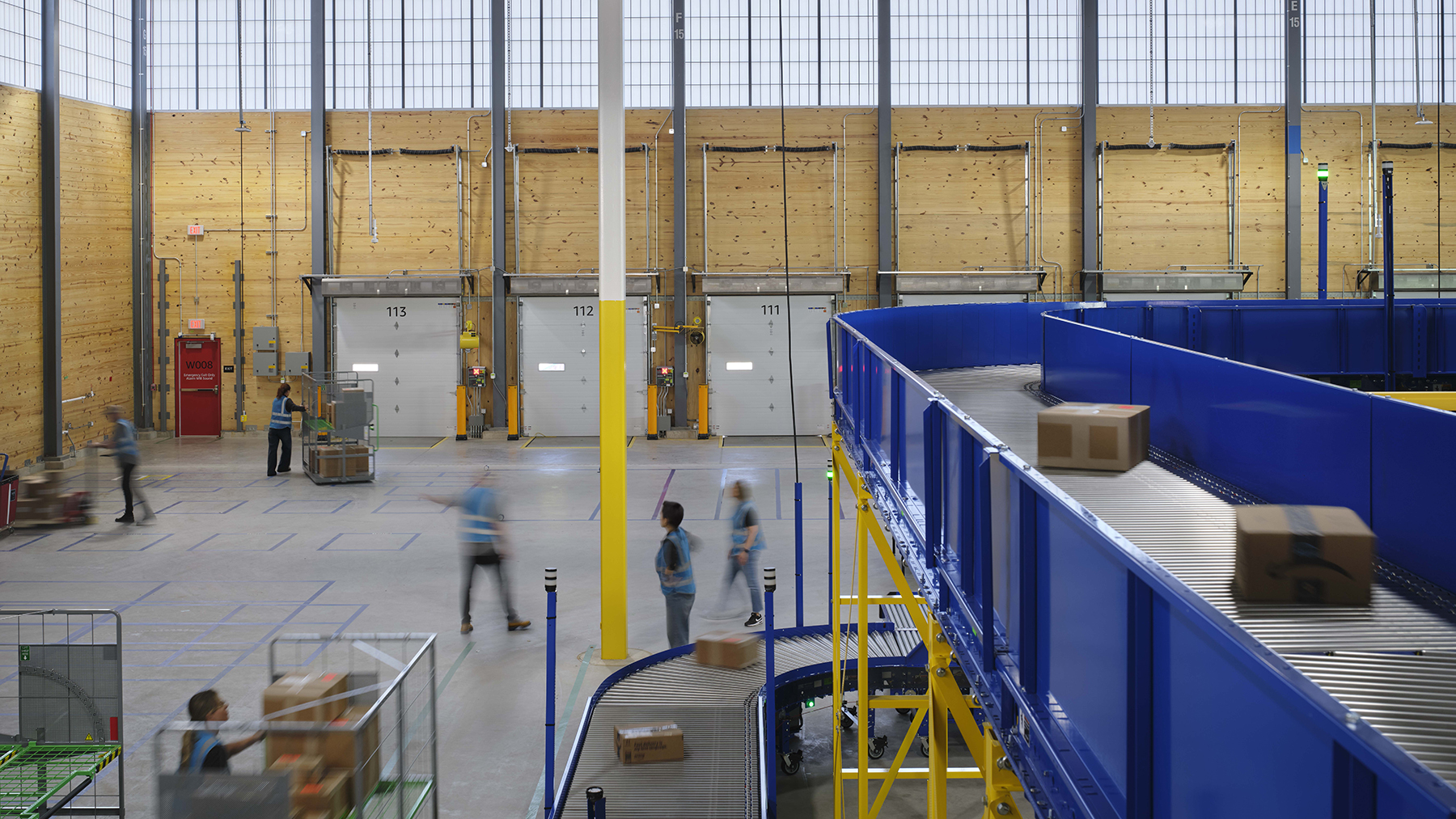 Interior of a supply chain shipping distribution center.