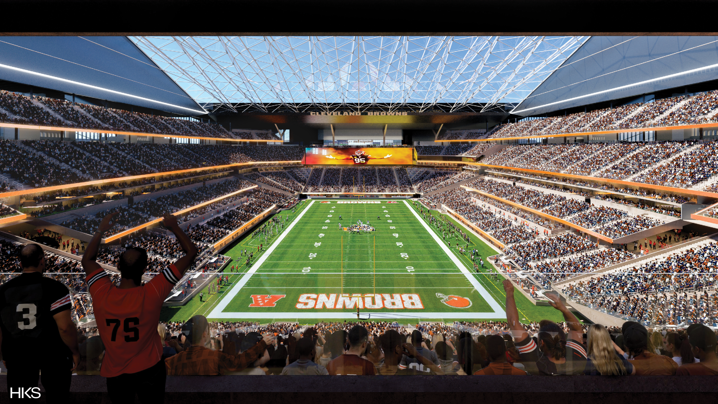 Render of the new Huntington Bank Field stadium, future home of the NFL’s Cleveland Browns.